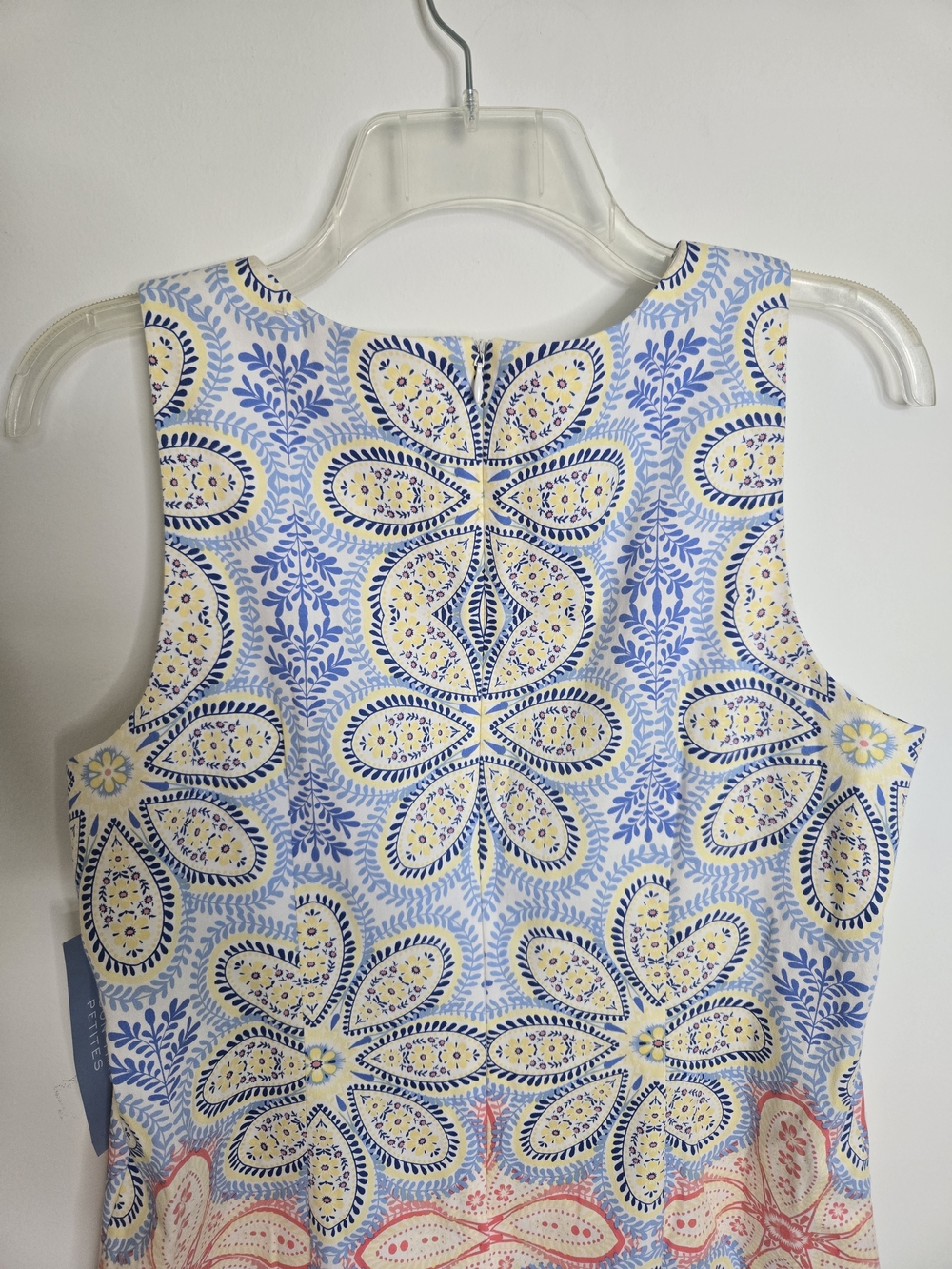 NWT London Times Womens Floral Shift Dress Blue Pastel Yellow Sleeveless 12P - Picture 8 of 11